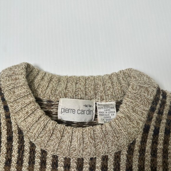 Vintage Pierre Cardin Line Pattern Knit Sweater M - Picture 3 of 3